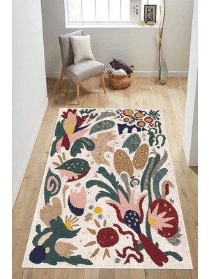 Pelura Halı Modern Çiçekli Soyut Sanat Tasarımlı Dijital Baskılı Yıkanabilir Kaymaz Taban Salon Halısı Yolluk