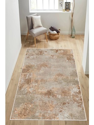 Pelura Halı Modern Jüt Görünümlü Minimalist Krem Dijital Baskılı Yıkanabilir Kaymaz Taban Salon Halısı Yolluk