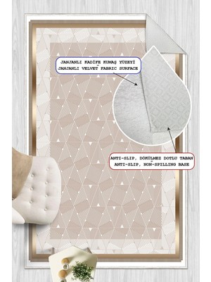 Pelura Halı Modern Üçgen Geometrik Desenli Vizon Dijital Baskılı Yıkanabilir Kaymaz Taban Salon Halısı Yolluk