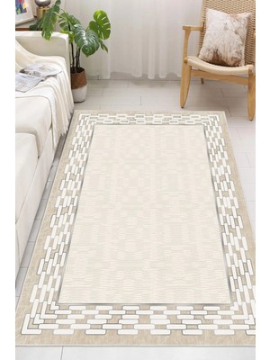 Pelura Halı Çerçeveli Modern Kaymaz Taban Makinede Yıkanabilir Halı Oturma Odası Salon Halı Koridor Halı