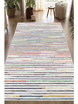 Pelura Halı Modern Desenli Renkli Baskılı Halı Makinede Yıkanabilir Kaymaz Taban Oturma Odası Salon Yolluk Halı