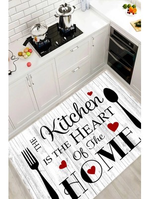 Pelura Halı Kitchen Yazılı Baskılı Yıkanabilir Kaymaz Taban Mutfak Halısı