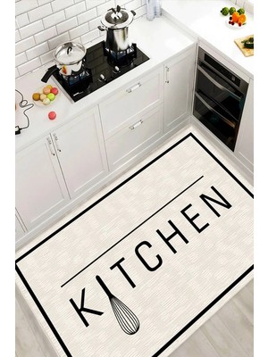 Pelura Halı Kitchen Yazılı Yıkanabilir Leke Tutmaz Kaymaz Taban Mutfak Halısı