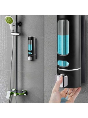 Albebek Vadi 1 Adet Siyah 400 ml El Dezenfektanı Sabunluk Manuel Şampuan Sıvı Tutucu Banyo Mutfak Lavabo H-52