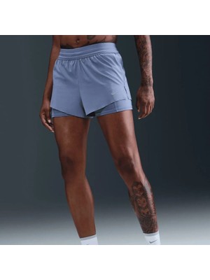 Nike Swift Dri-Fit Mid-Rise 2in1 Taytlı Kadın Mavi Koşu Şortu-Sportxstore