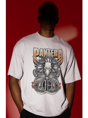 Sevbano Pantera Rock Metal Müzik Grubu Ön Baskılı Unisex Oversize Tişört