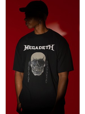 Sevbano Megadeth Rock Metal Müzik Grubu Ön Baskılı Unisex Oversize Tişört