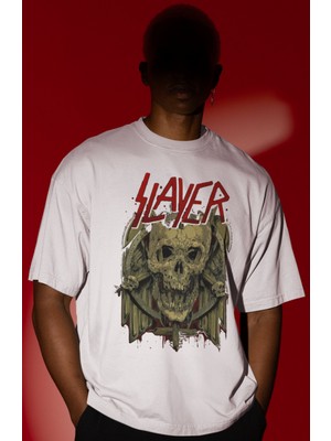 Sevbano Slayer Rock Metal Müzik Grubu Ön Baskılı Unisex Oversize Tişört
