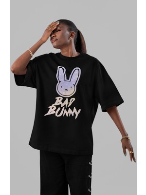 Sevbano Bad Bunny Rapper Şarkıcı Ön Baskılı Unisex Oversize Tişört