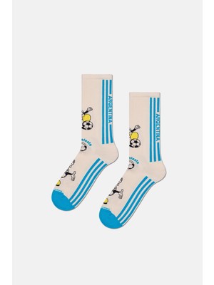 Happy Socks - Beyaz Arjantin Dünya Kupası Sneaker Çorap