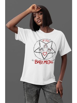 Sevbano Babymetal Rock Metal Müzik Grubu Ön Baskılı Unisex Oversize Tişört