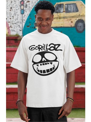 Sevbano Gorillaz Rock Metal Müzik Grubu Ön Baskılı Unisex Oversize Tişört