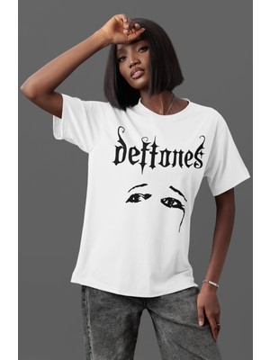 Sevbano Deftones Rock Metal Müzik Grubu Ön Baskılı Unisex Oversize Tişört