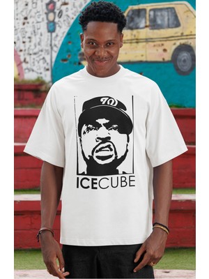 Sevbano Ice Cube Rapper Şarkıcı Ön Baskılı Unisex Oversize Tişört