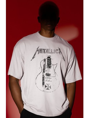 Sevbano Metallica Rock Metal Müzik Grubu Ön Baskılı Unisex Oversize Tişört