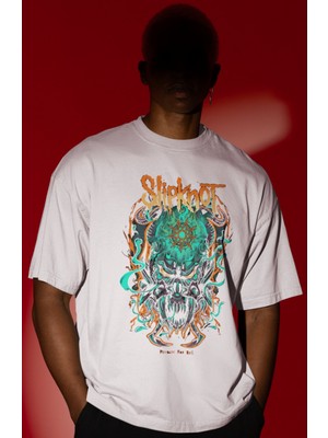 Sevbano Slipknot Rock Metal Müzik Grubu Ön Baskılı Unisex Oversize Tişört
