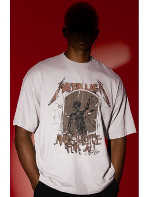 Sevbano Metallica Rock Metal Müzik Grubu Ön Baskılı Unisex Oversize Tişört