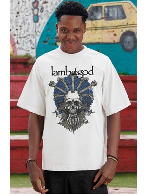 Sevbano Lamb Of God Rock Metal Müzik Grubu Ön Baskılı Unisex Oversize Tişört