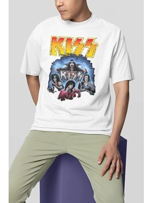 Sevbano Rock Metal Müzik Grubu Kiss Baskılı Unisex Oversize Tişört