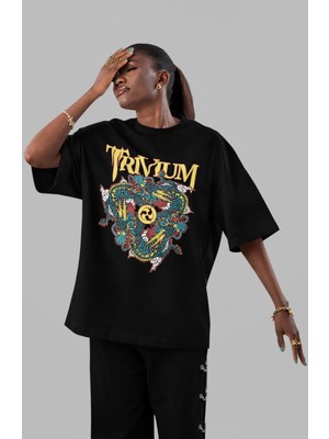 Sevbano Trivium Rock Metal Müzik Grubu Ön Baskılı Unisex Oversize Tişört