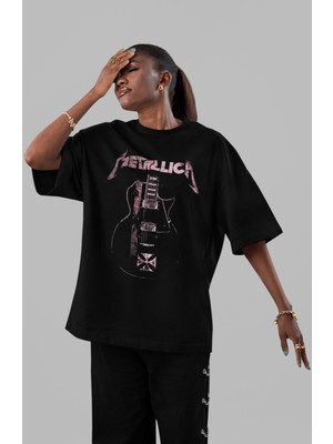Sevbano Metallica Rock Metal Müzik Grubu Ön Baskılı Unisex Oversize Tişört