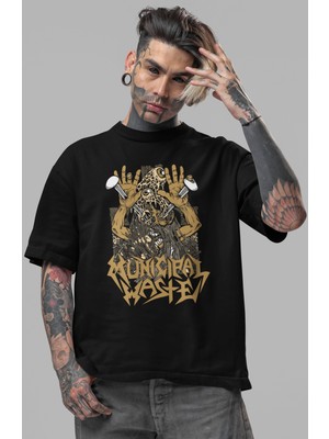 Sevbano Municipal Waste Rock Metal Müzik Grubu Ön Baskılı Unisex Oversize Tişört