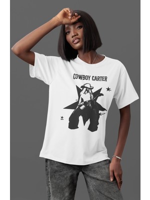Sevbano Cowboy Carter Beyonce Şarkıcı Ön Baskılı Unisex Oversize Tişört