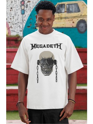 Sevbano Megadeth Rock Metal Müzik Grubu Ön Baskılı Unisex Oversize Tişört