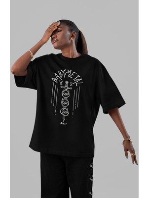 Sevbano Babymetal Rock Metal Müzik Grubu Ön Baskılı Unisex Oversize Tişört