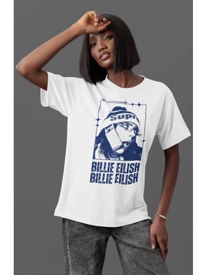Sevbano Billie Eilish Şarkıcı Ön Baskılı Unisex Oversize Tişört