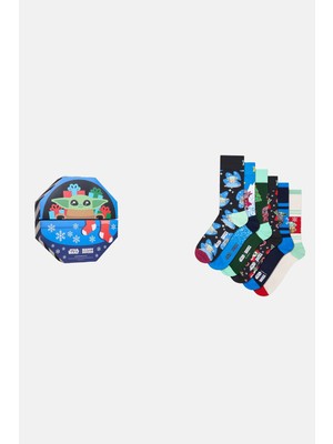 Happy Socks - Erkek Çok Renkli Star Wars Grogu’s Holiday Temalı  6\'lı Çorap Seti