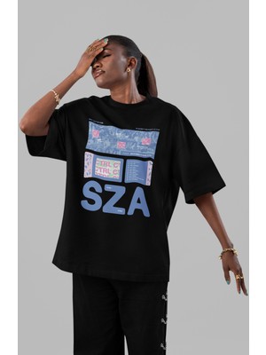 Sevbano Sza Rapper Şarkıcı Ön Baskılı Unisex Oversize Tişört
