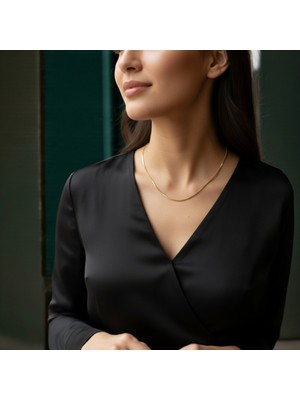 Lorivelle Kadın Venedik Zincir Çelik Kolye | Altın Kaplama Kararmaz Ince Küp Model Zarif Box Zincir