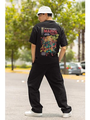 Sevbano Marvel Tale Vintage Baskılı Unisex Oversize Avengers Tişört