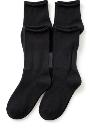 Andino Unisex Pamuklu 4 Çift Siyah / Lacivet Düz Çorap