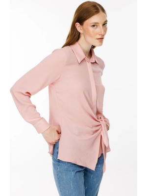 Accort Asimetrik Kesim Gömlek-Pembe