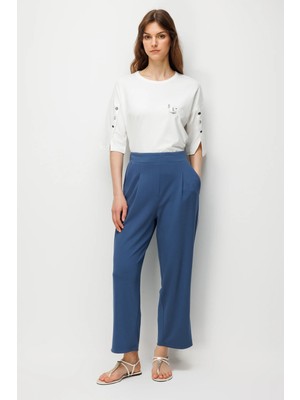 Accort Şerit Detaylı Modal Pantolon-Indigo