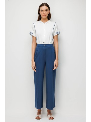 Accort Düğme Detaylı Modal Pantolon-Indigo