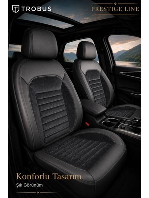 Trobus Fiat Fiorino 2007 ve Sonrası Bel Destekli Tay Tüyü Koltuk Kılıfı Prestige Line Siyah Beyaz