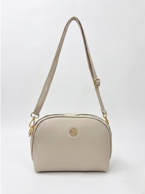 Sanmorris Kadın Çapraz Askılı 3 Gözlü Çift Metal Fermuarlı Gold Aksesuarlı Omuz Çantası