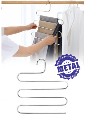 Omilife Pantolon Askısı 5 Katlı Metal Askı Çok Amaçlı Şal Eşarp Dolap Düzenleyici Organizer