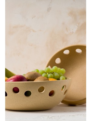 Koza Home Satin Mat Bej El Yapımı Oval Küçük Kase 8605