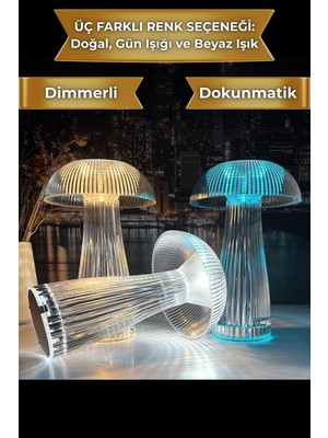 Saravita Dokunmatik LED Kristal Masa Lambası Şarjlı Dimmerli 3 Renk Gece Lambası Dekoratif