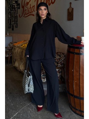 Madmext Lacivert Soft Touch Modal Gömlekli Takım MG2742