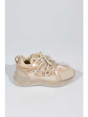 Dgn B1014 Kadin Kalin Taban Bağcikli Sneakers Ayakkabi