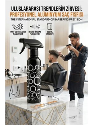 Meks Alüminyum Metal Berber Kuaför Su Spreyi Şişesi Profesyonel Saç Fısfısı 300 M - HEP-3062-526