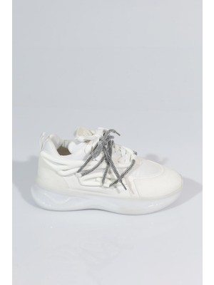 Dgn B1014 Kadin Kalin Taban Bağcikli Sneakers Ayakkabi