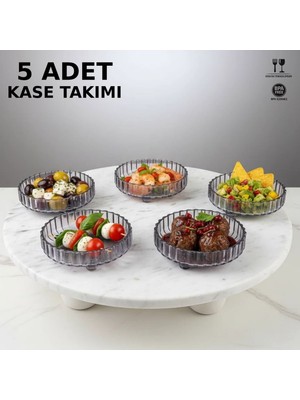 LE Paris 5’li Kristal Sunum Kasesi Seti |meze, Kuruyemiş, Bisküvi & Tatlı Sunumluk | Şık ve Dayanıklı