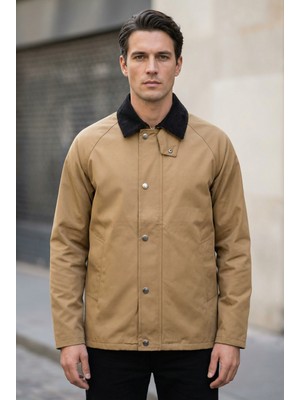 Little Cup Jeans Co Erkek Regular Fit  Fermuarlı Çıtçıtlı Trench Camel Ceket