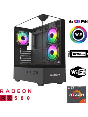 Xaser XSR1112 Ryzen 7 5700X 32GB Ram 1tb M.2 Nvme SSD 8gb RX580 Oyun Hazır Sistem